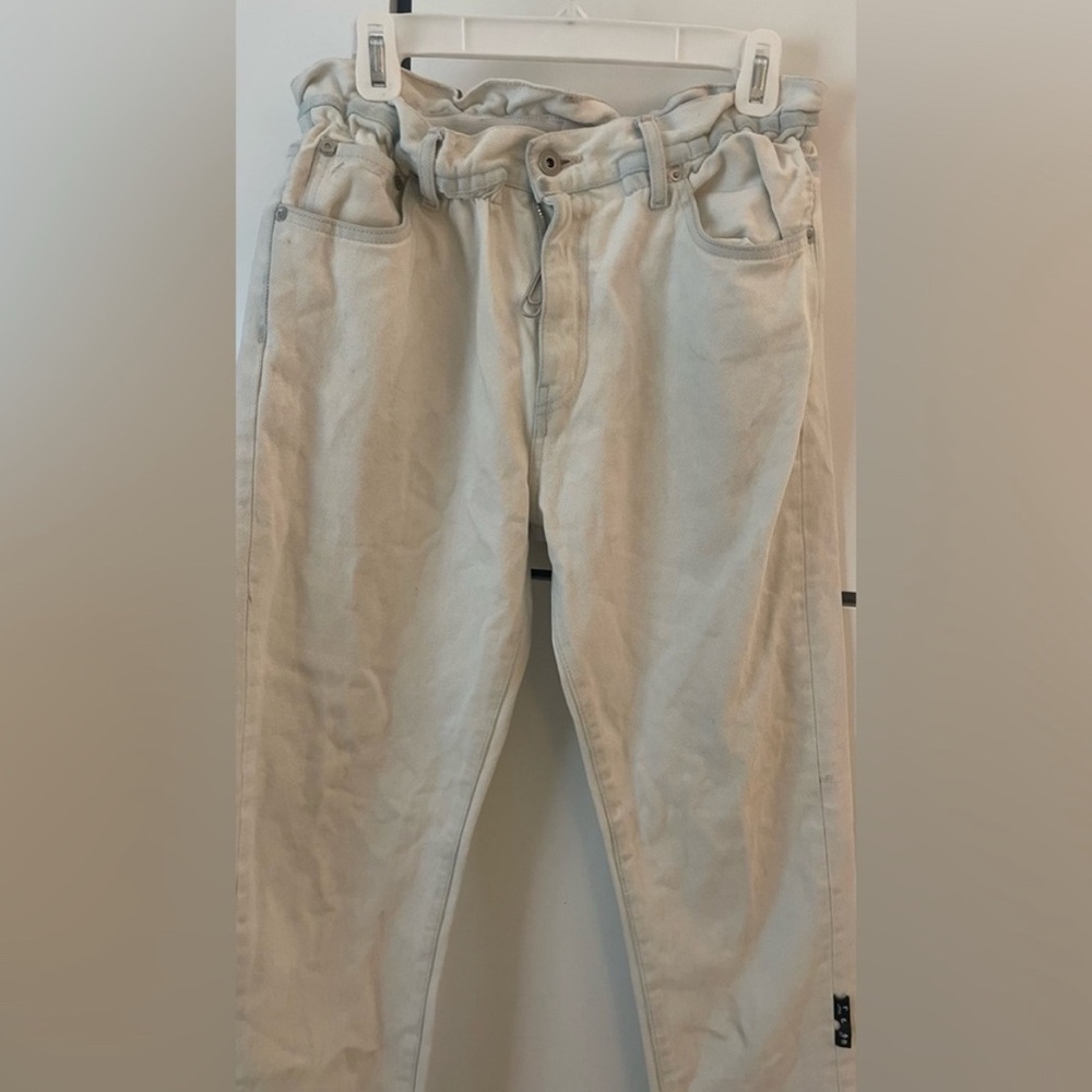 Off-White Light Blue Relaxed Paper Bag Waist Jeans